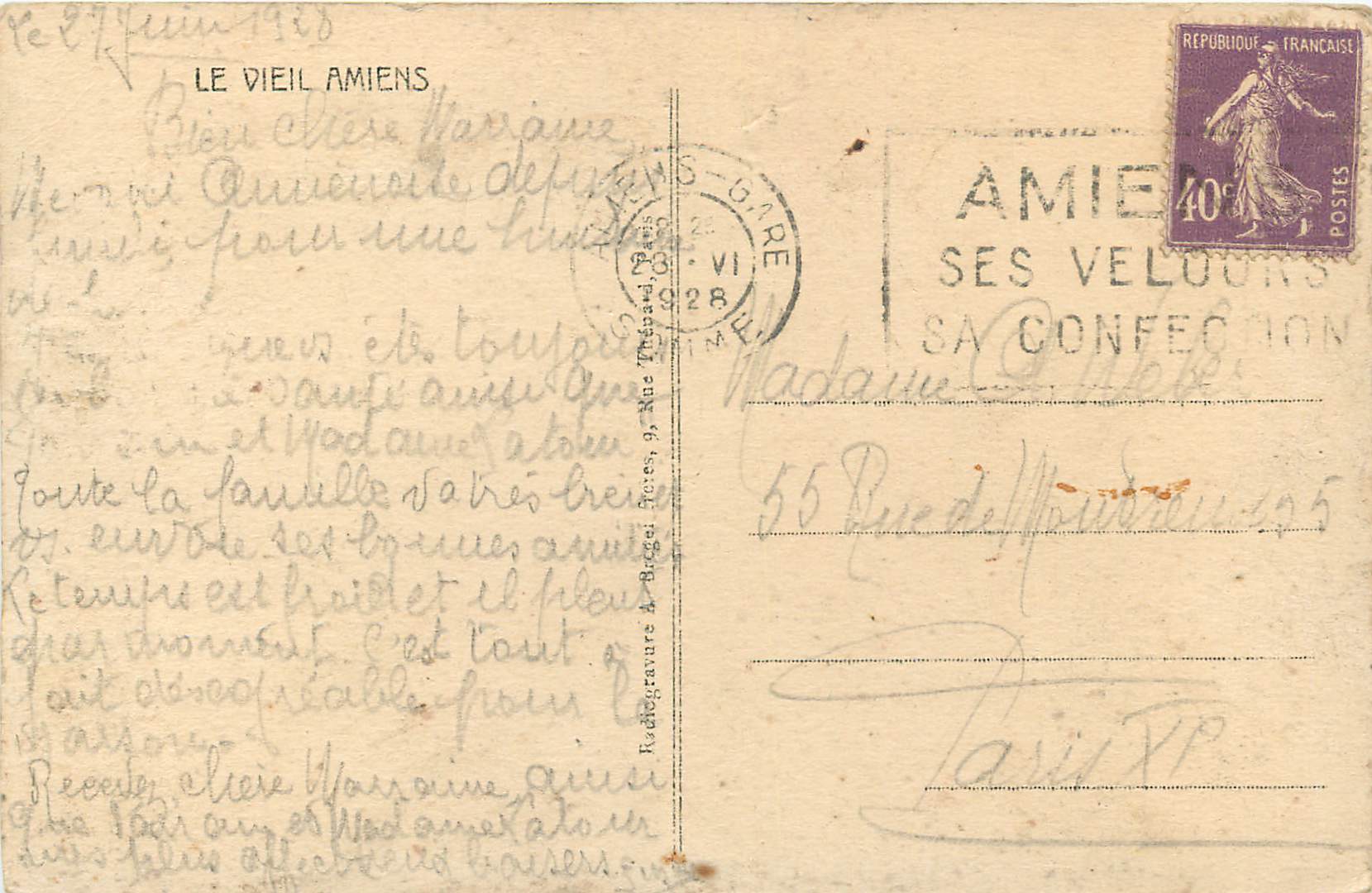 CPA Le Vieil Amiens — Back