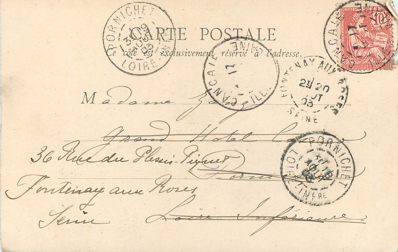 CPA Pornichet Loire Le rocher de Cancale (carte 1900) — Back
