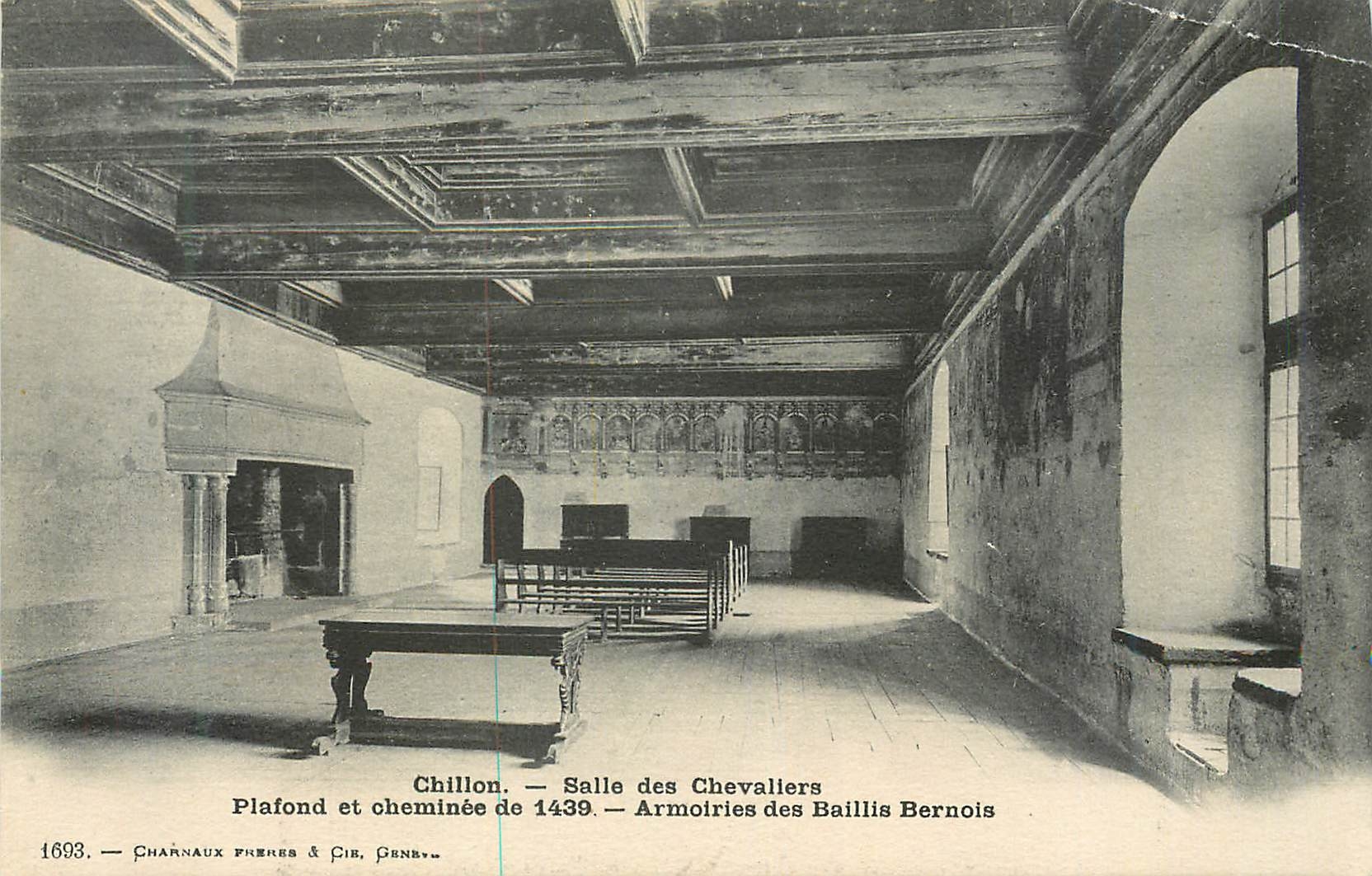 CPA Chillon Salle des Chevaliers Plafond et cheminee de 1739