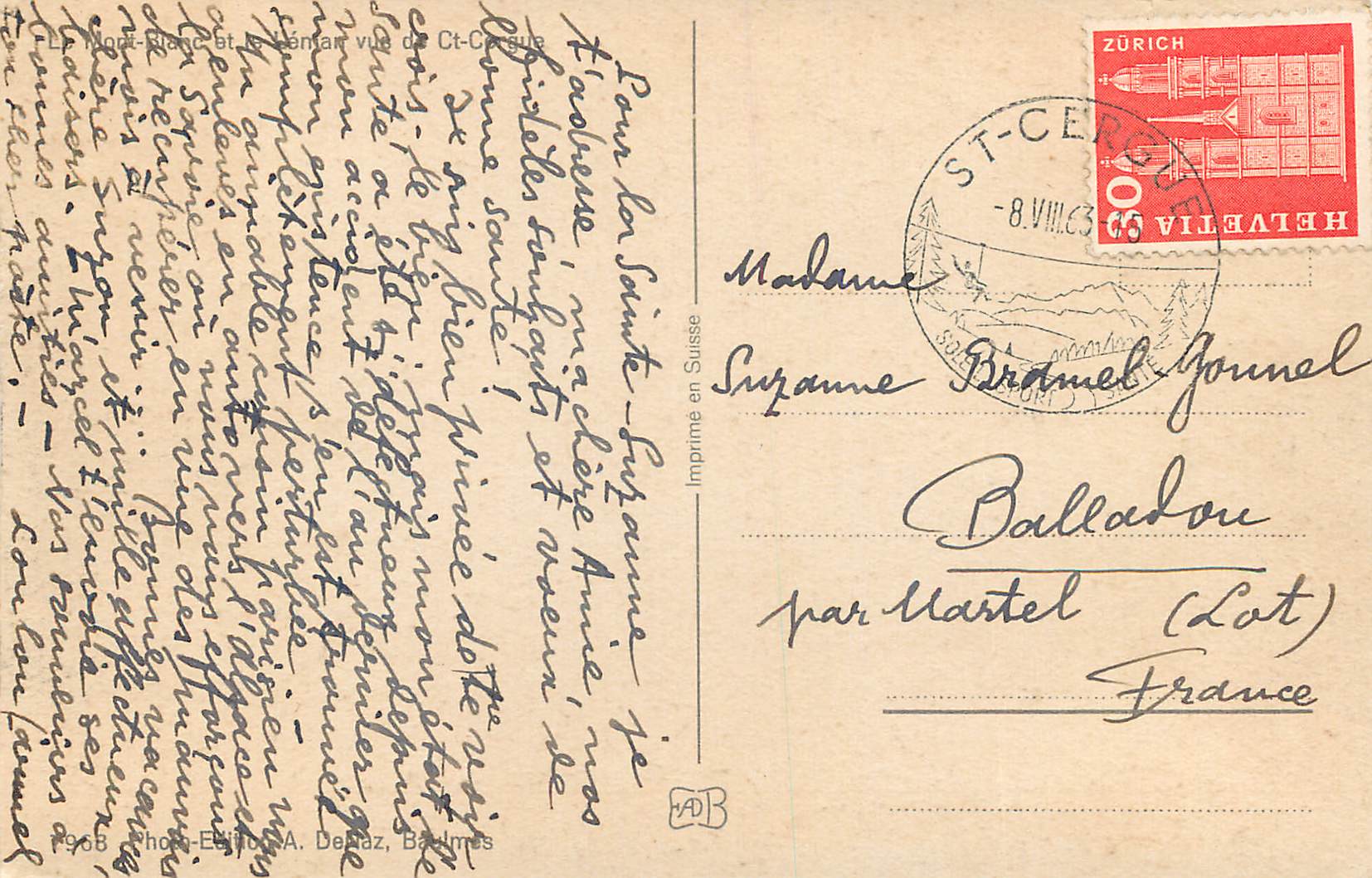 CPA Le Mont-Blanc — Verso