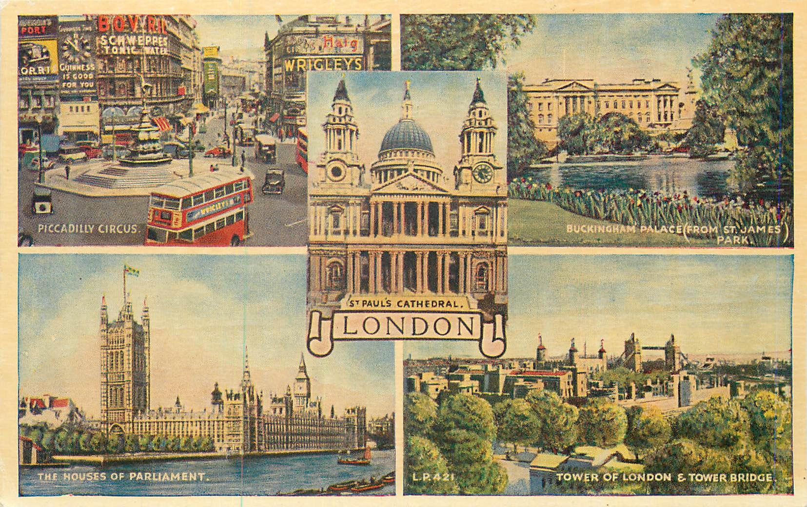 CPM London Piccadilly Circus Buckingham Palace Houses of Parliament Tower of London