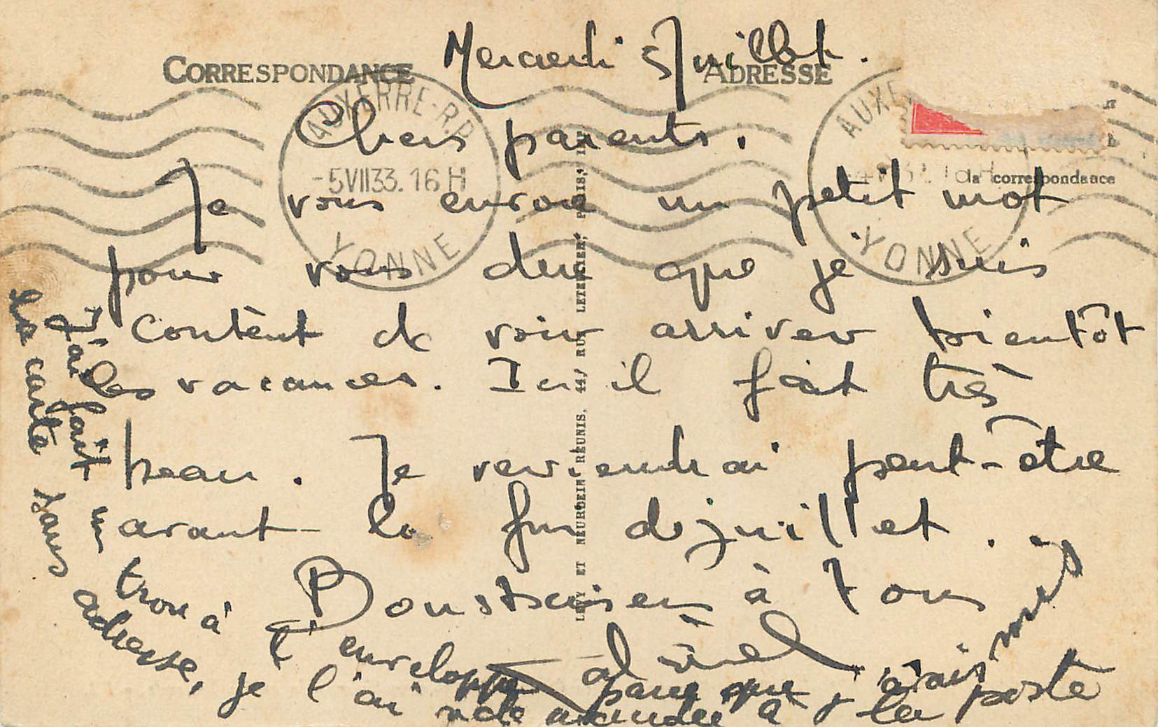 CPA Auxerre L'Eglise Saint-Germain et le Pont de la Tournelle vus de la Cathedrale — Verso