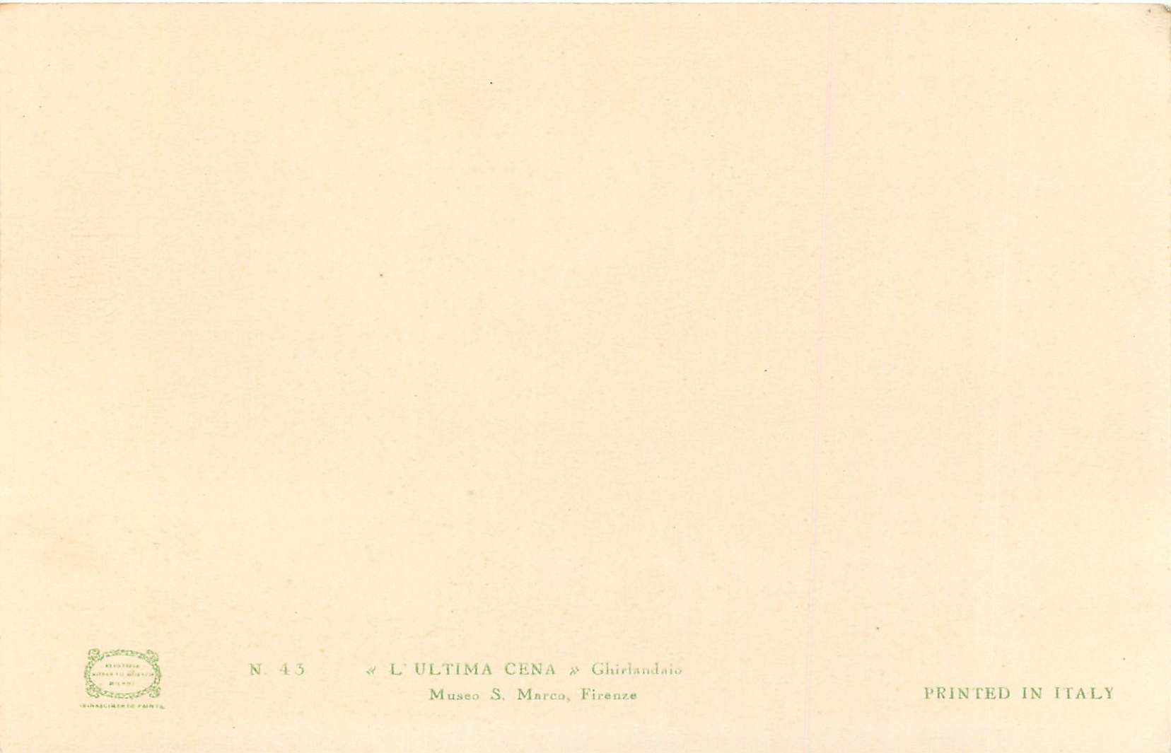 CPA L'Ultima Cena Ghirlandaio — Verso