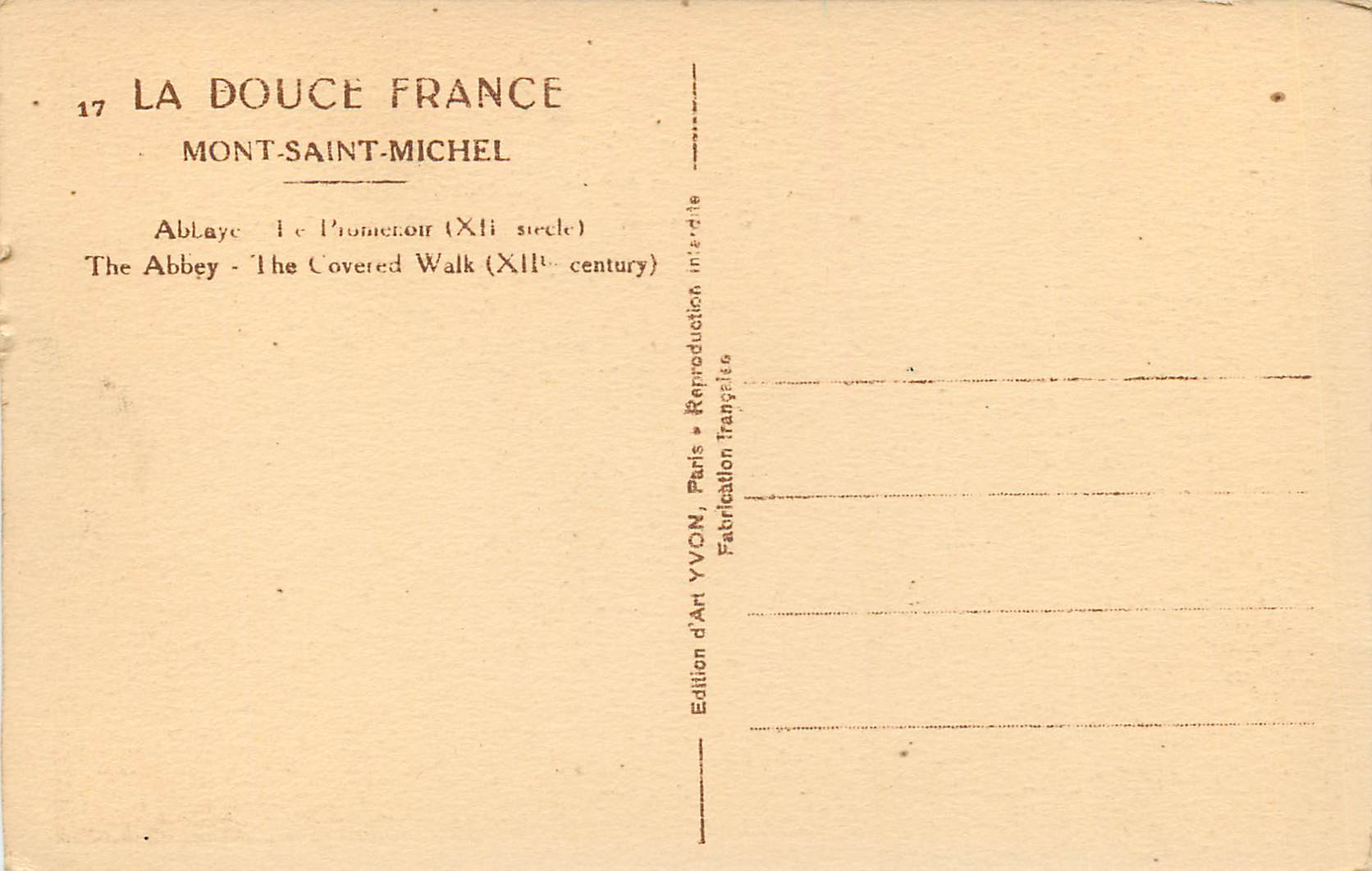 CPA Mont Saint Michel Abbaye Le promenoir — Verso