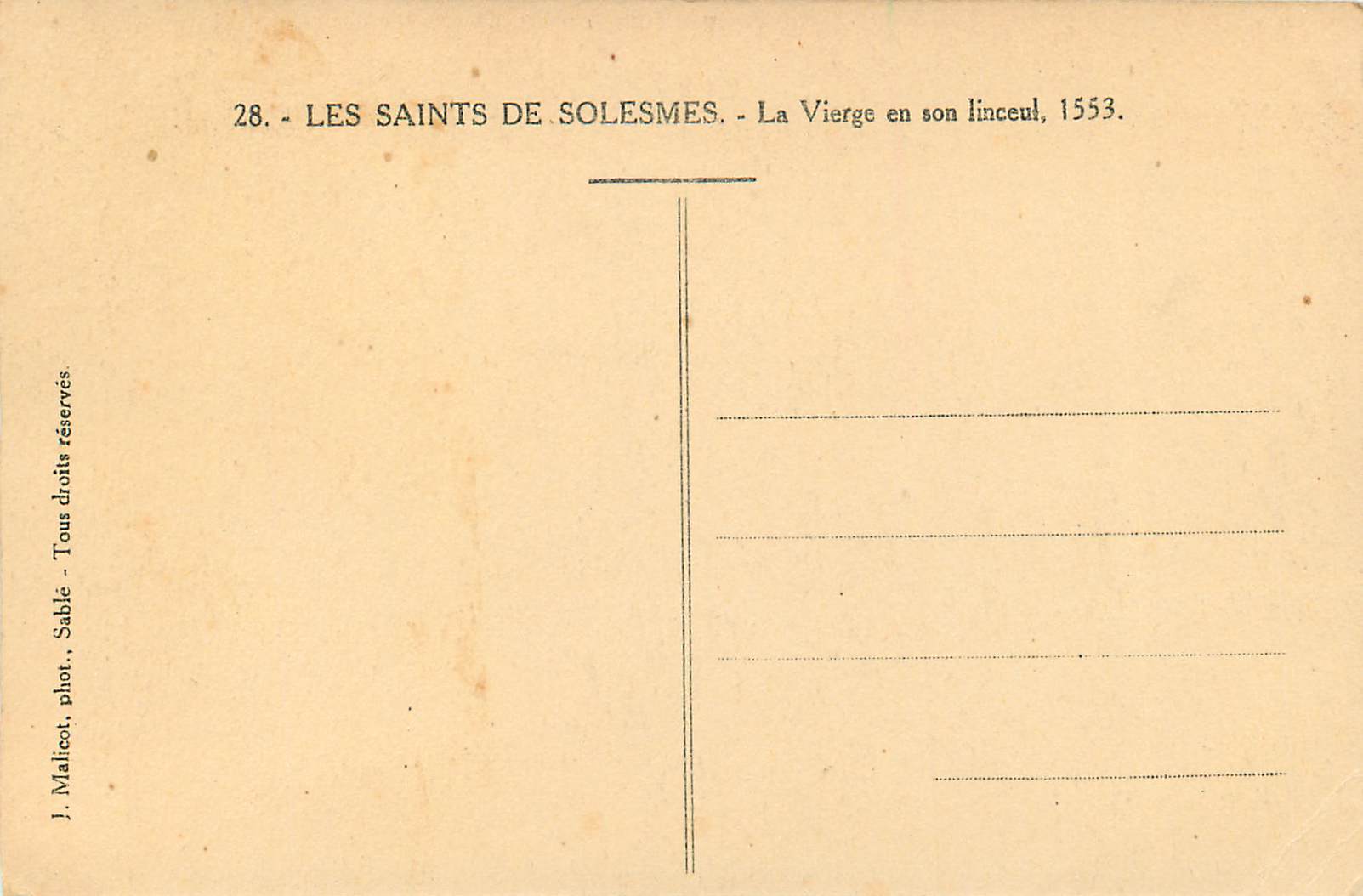 CPA Les Saints de Solesmes La Vierge en son linceul — Rückseite
