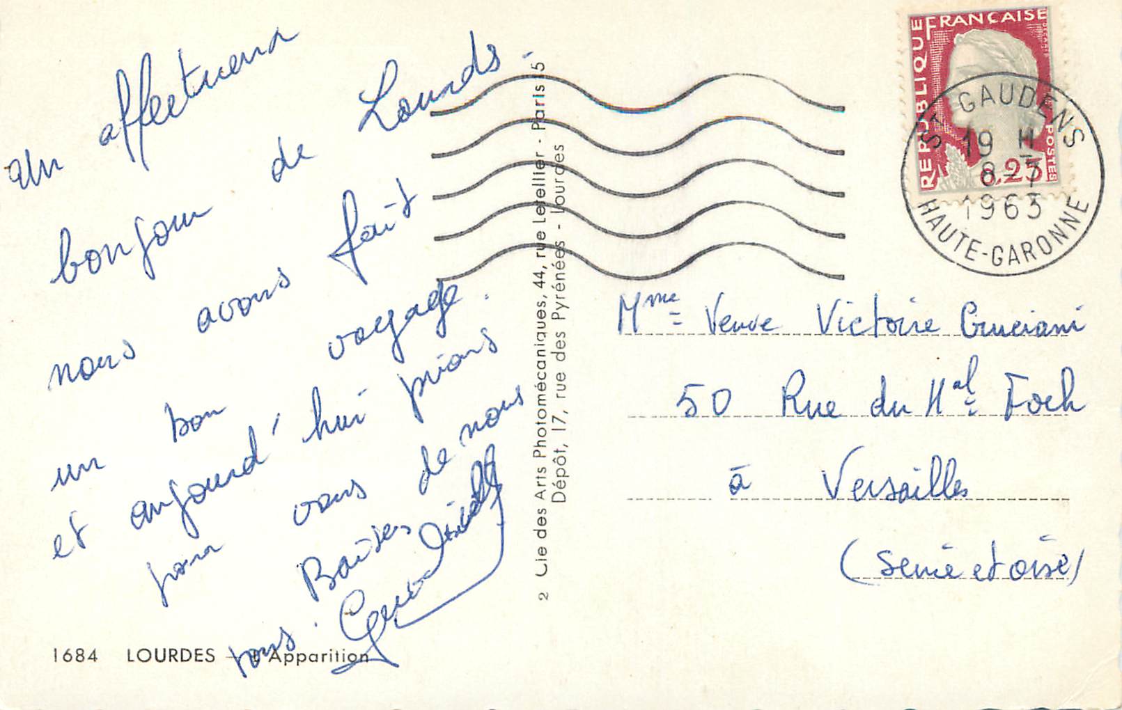 CPM Lourdes L'Apparition — Verso