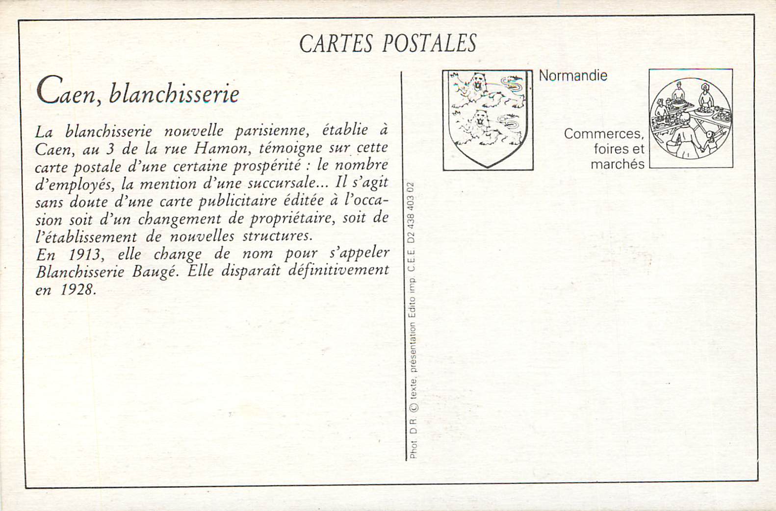 REPRO Caen Blanchisserie Nouvelle Parisienne — Verso