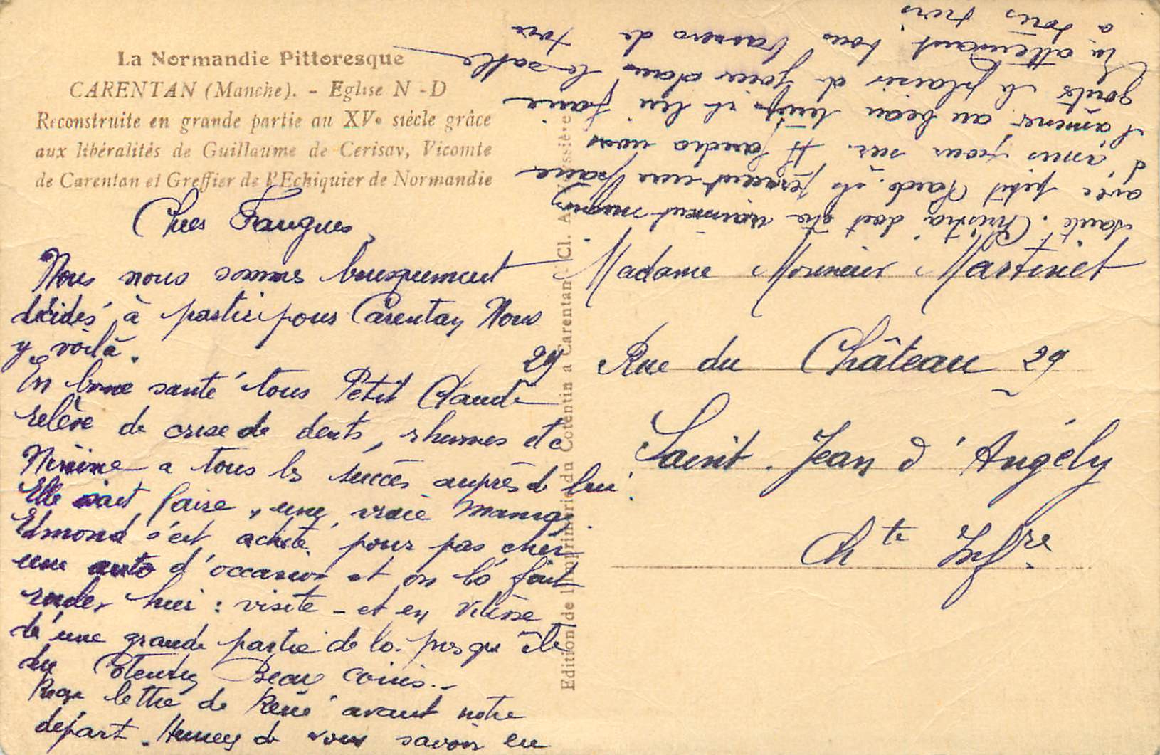 CPA La Normandie Pittoresque Carentan (Manche) Eglise N D — Rückseite