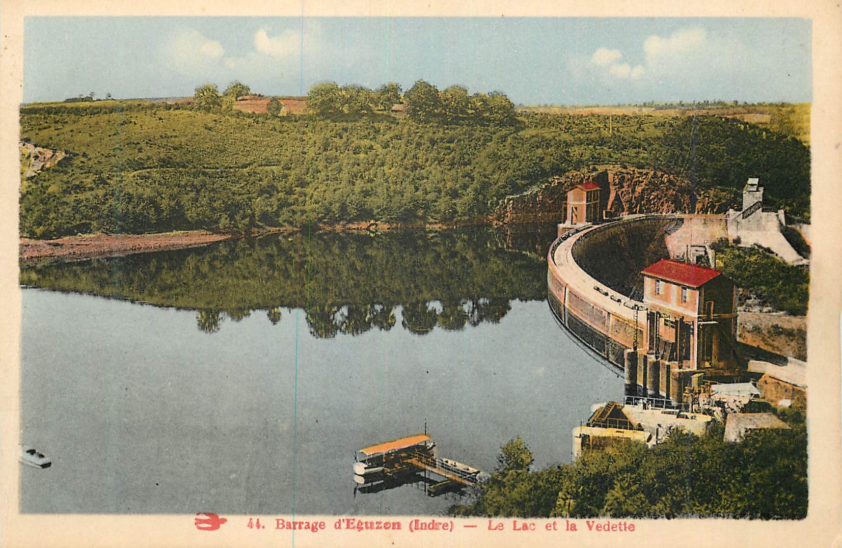 CPA Barrage d'Eguzon (Indre) Le Lac et la Vedette
