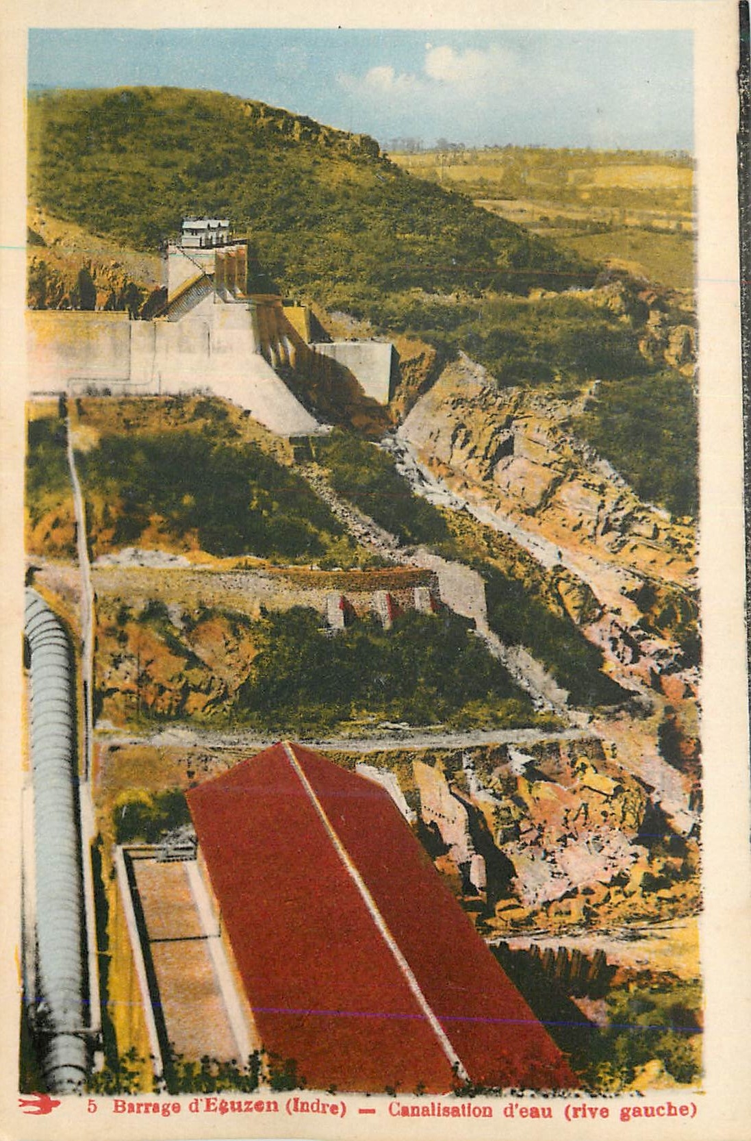 CPA Barrage d'Eguzon (Indre) Canalisation d'eau (rive gauche)