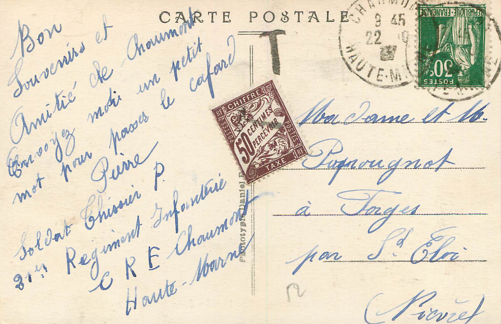 CPA Chaumont Panorama Rue Victoire de la Marne — Rückseite