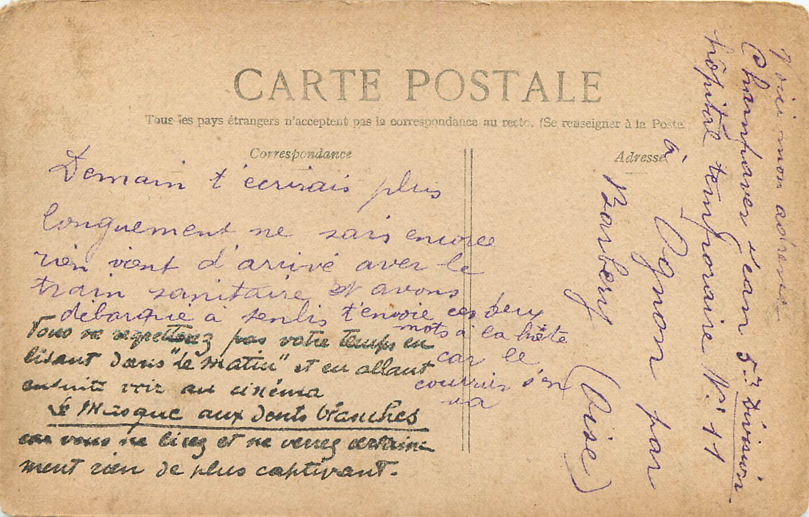 CPA Guerre 1914 Destruction du Village de Carnoy Militaria — Rückseite