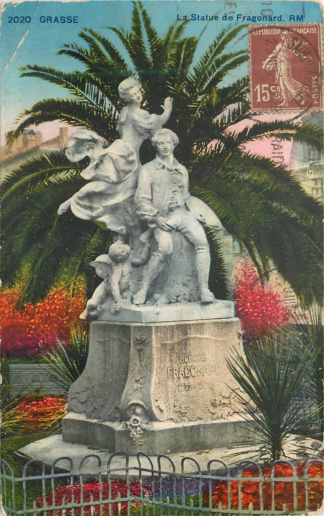 CPA Grasse Le Statue de Fragonard