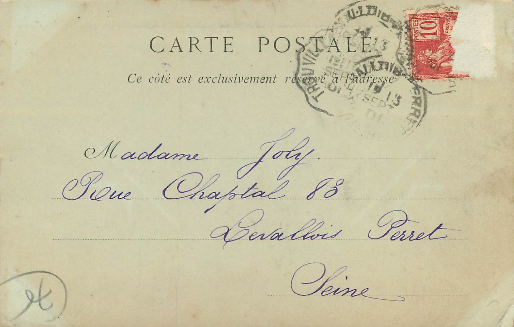 CPA Sainte-Adresse Le Pain de Sucre (carte 1900) — Rückseite