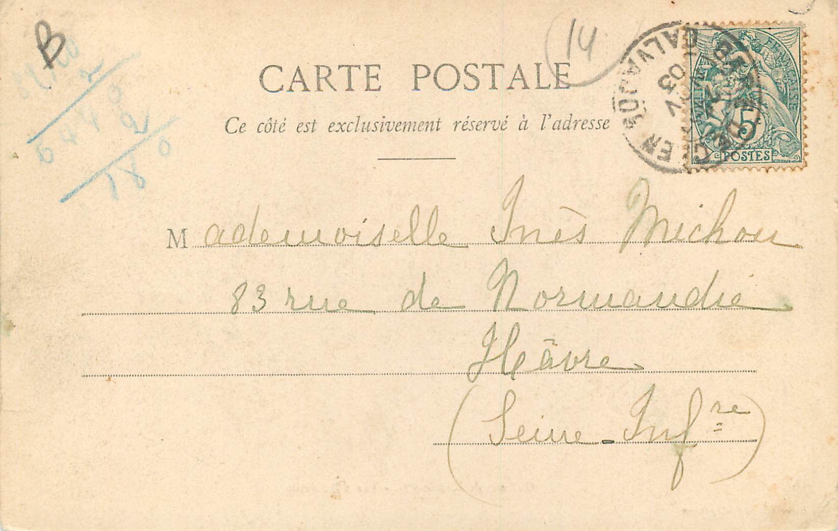 CPA Chateau de Manneville Vue d'Emieville — Rückseite
