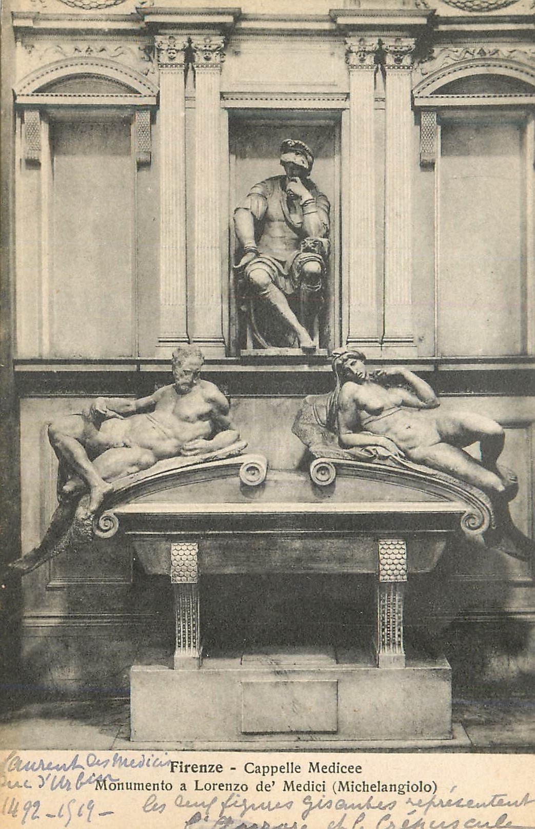 CPA Firenze Cappelle Medicee Monumento a Lorenzo de Medici (Michalangiolo)