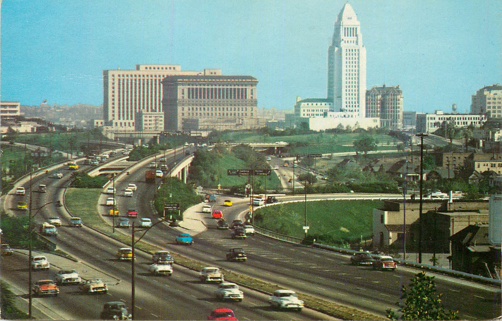 CPM Hollywood Freeway Looking Towards Civic Center Los Angels California