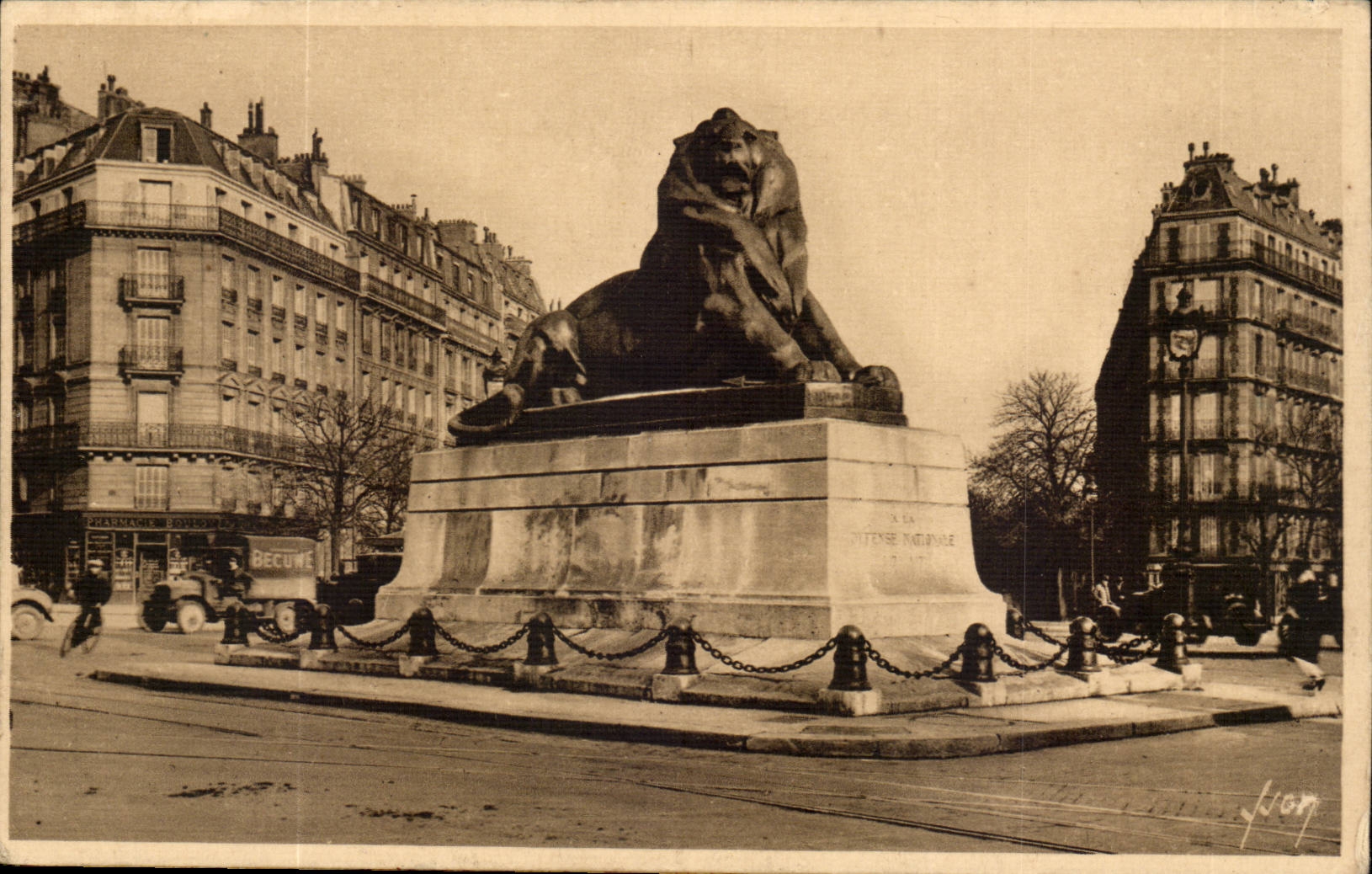 Paris 14 - Le Lion de Belfort - Bartholdi - Sculpteur - Boulevard Raspail et Rue Denfert Rochereau - CPA 