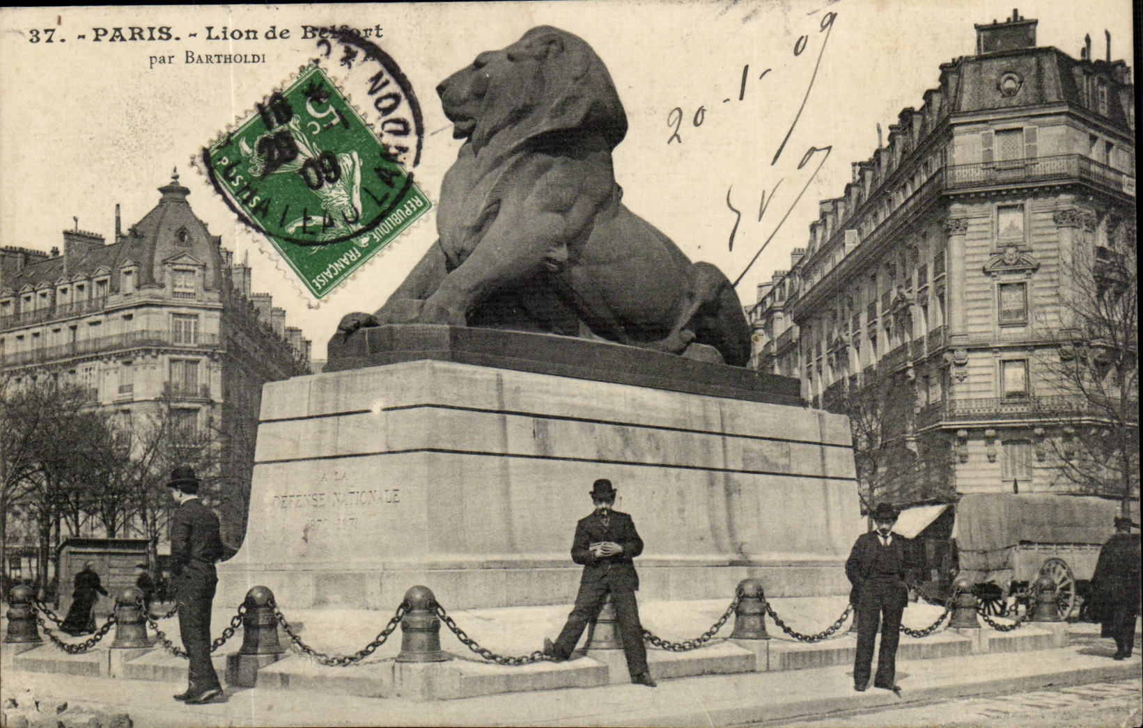 Paris 14 - Le Lion de Belfort - Bartholdi - Sculpteur - Boulevard Raspail et Rue Denfert Rochereau - CPA 