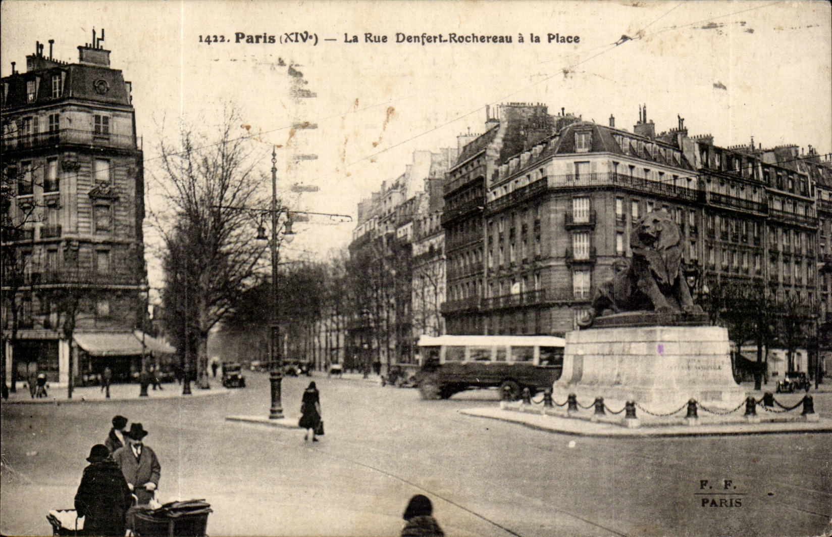 Paris 14 - Le Lion de Belfort - Bartholdi - Sculpteur - Boulevard Raspail et Rue Denfert Rochereau - CPA 