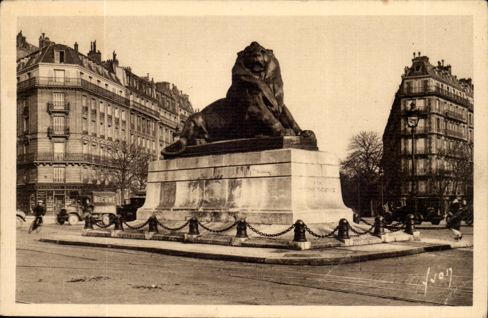 Paris 14 - Le Lion de Belfort - Bartholdi - Sculpteur - Boulevard Raspail et Rue Denfert Rochereau - CPA 