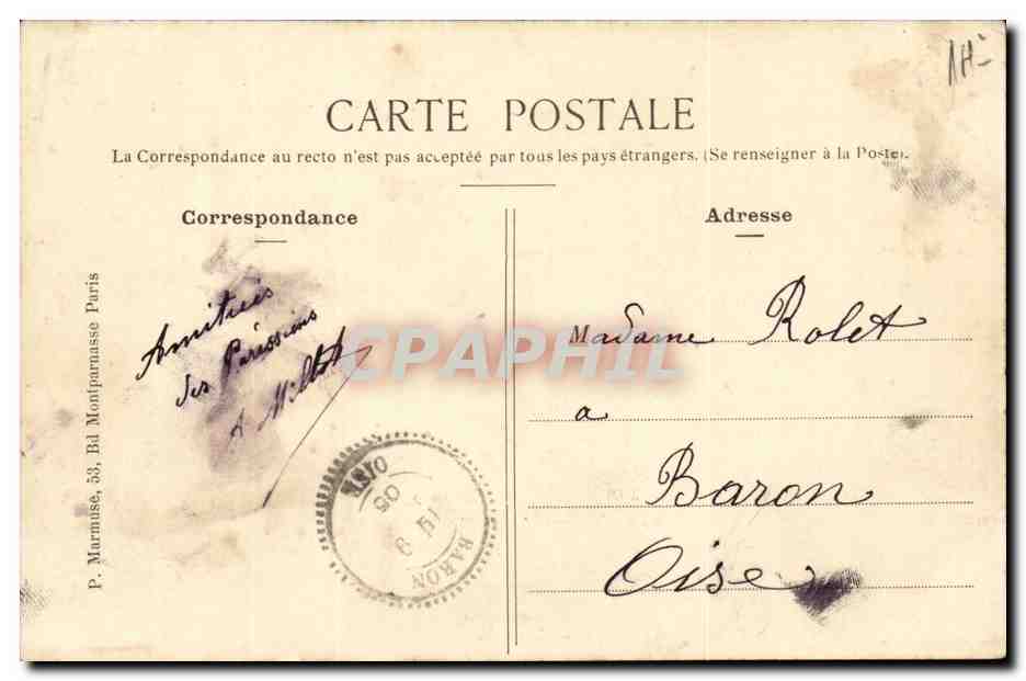 PARIS — Der Löwe von Belfort — Verlag P. Marmuse, n°90 — Rückseite