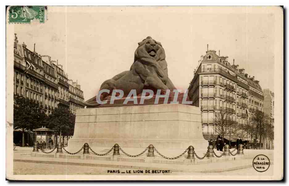 Paris - 14 - Le Lion de Belfort - Bartholdi - Sculpteur - Boulevard Raspail et Rue Denfert Rochereau - CPA 