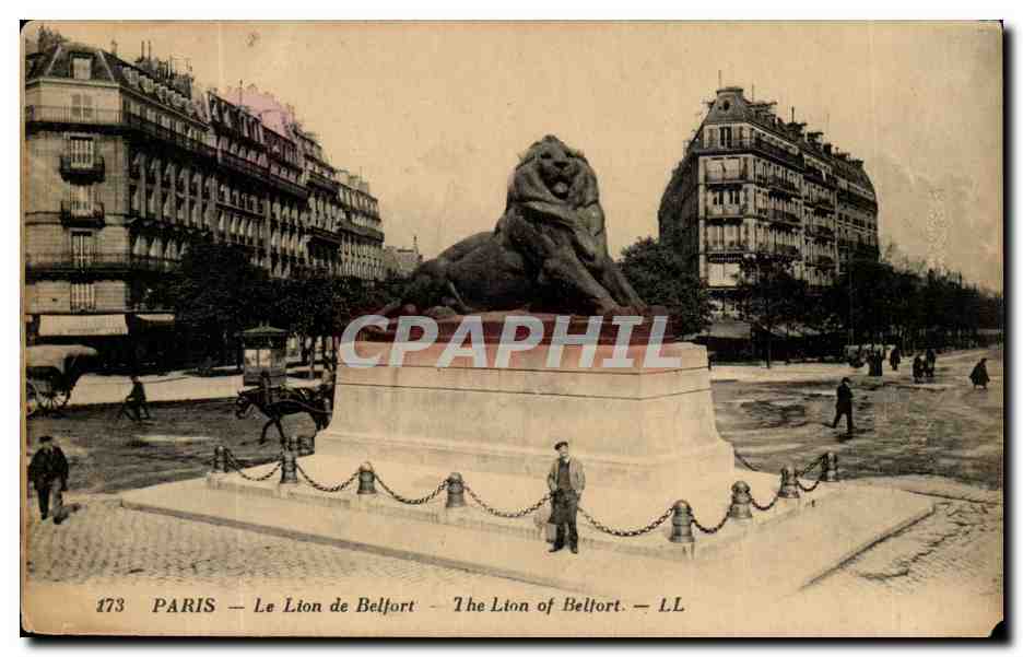 Paris - 14 - Le Lion de Belfort - Bartholdi - Sculpteur - Boulevard Raspail et Rue Denfert Rochereau - CPA 