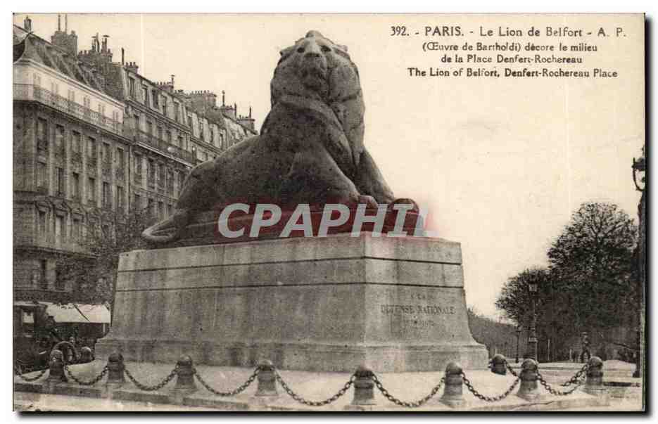 Paris - 14 - Le Lion de Belfort - Bartholdi - Sculpteur - Boulevard Raspail et Rue Denfert Rochereau - CPA 