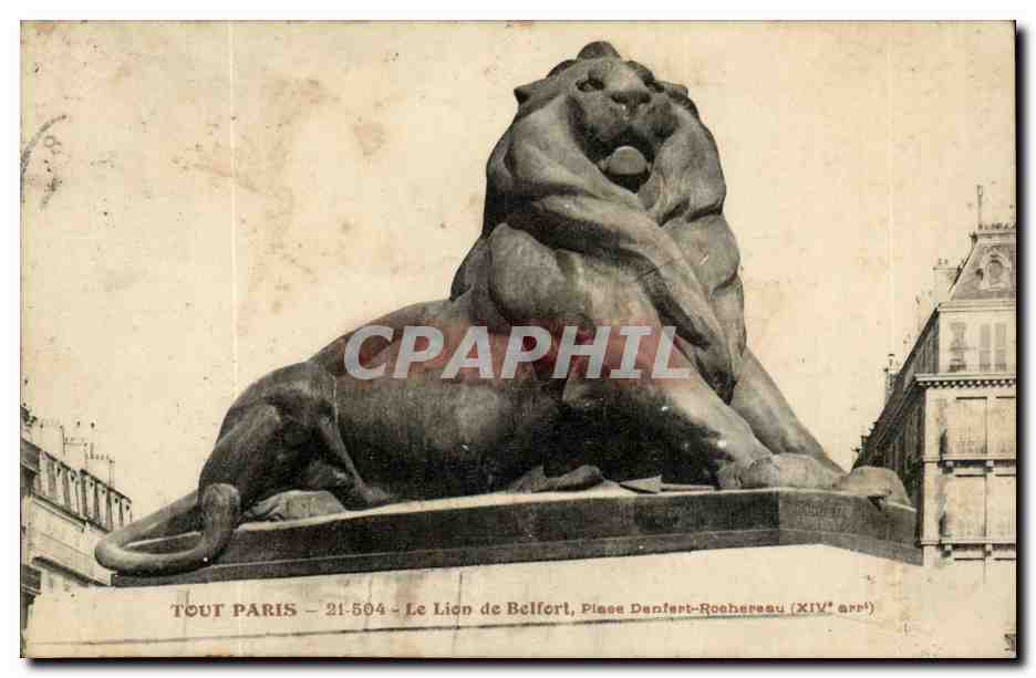 Paris - 14 - Le Lion de Belfort - Boulevard Raspail et Rue Denfert Rochereau - CPA 