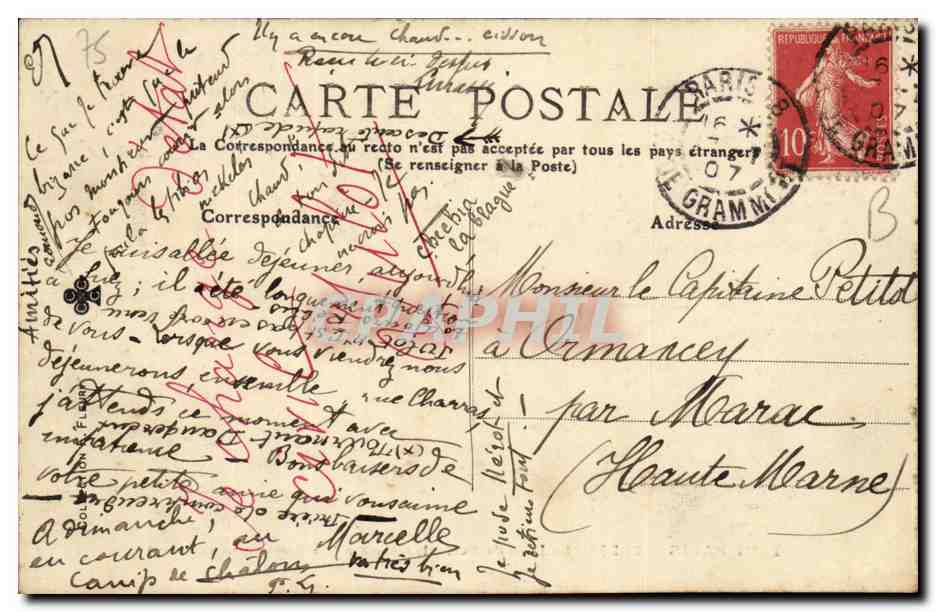Paris - 14 - Le Lion de Belfort - Boulevard Raspail et Rue Denfert Rochereau - CPA  — Rückseite