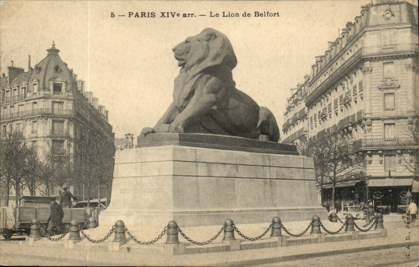 Paris - 14 - Le Lion de Belfort - Boulevard Raspail et Rue Denfert Rochereau - CPA 