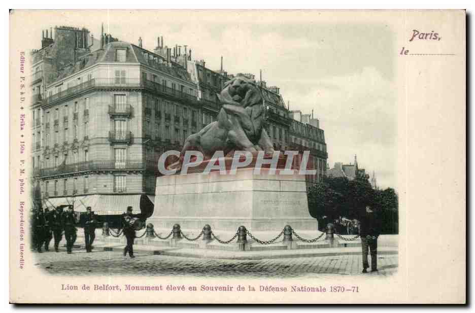 Paris - 14 - Le Lion de Belfort - Boulevard Raspail et Rue Denfert Rochereau - CPA 