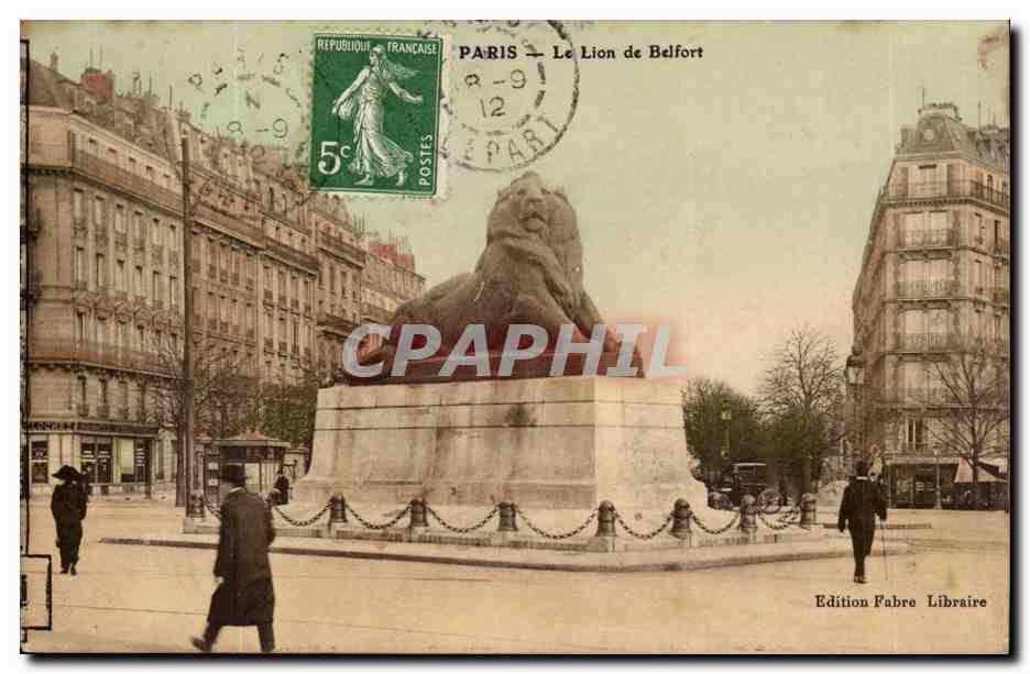 Paris - 14 - Le Lion de Belfort - Boulevard Raspail et Rue Denfert Rochereau - CPA 