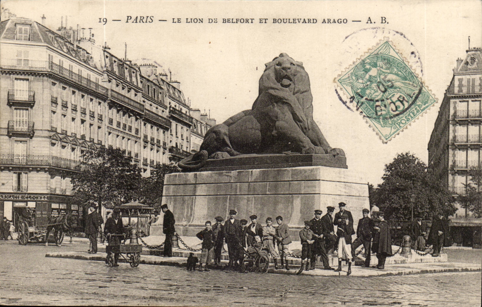 Paris - 14 - Le Lion de Belfort - Boulevard Raspail et Rue Denfert Rochereau - CPA 