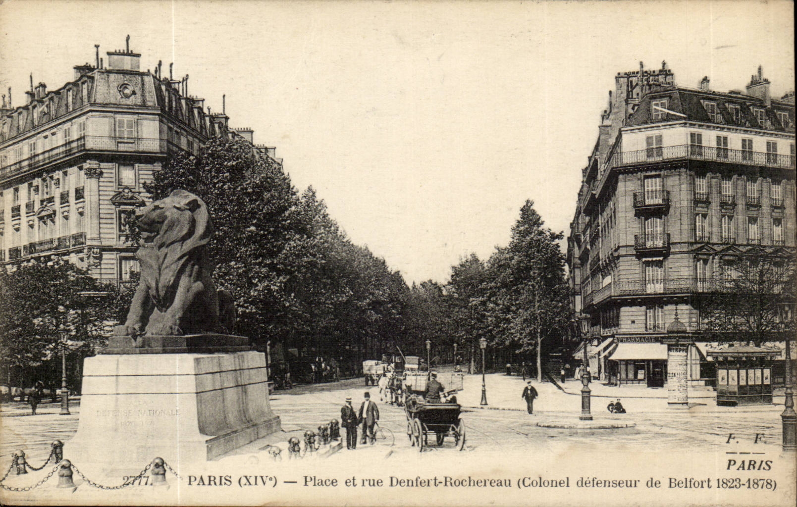 Paris - 14 - Le Lion de Belfort - Boulevard Raspail et Rue Denfert Rochereau - CPA 