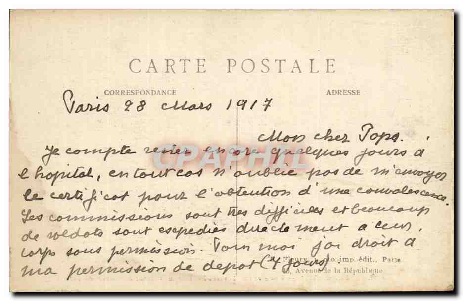 Paris - 14 - Le Lion de Belfort - Boulevard Raspail et Rue Denfert Rochereau - CPA  — Rückseite