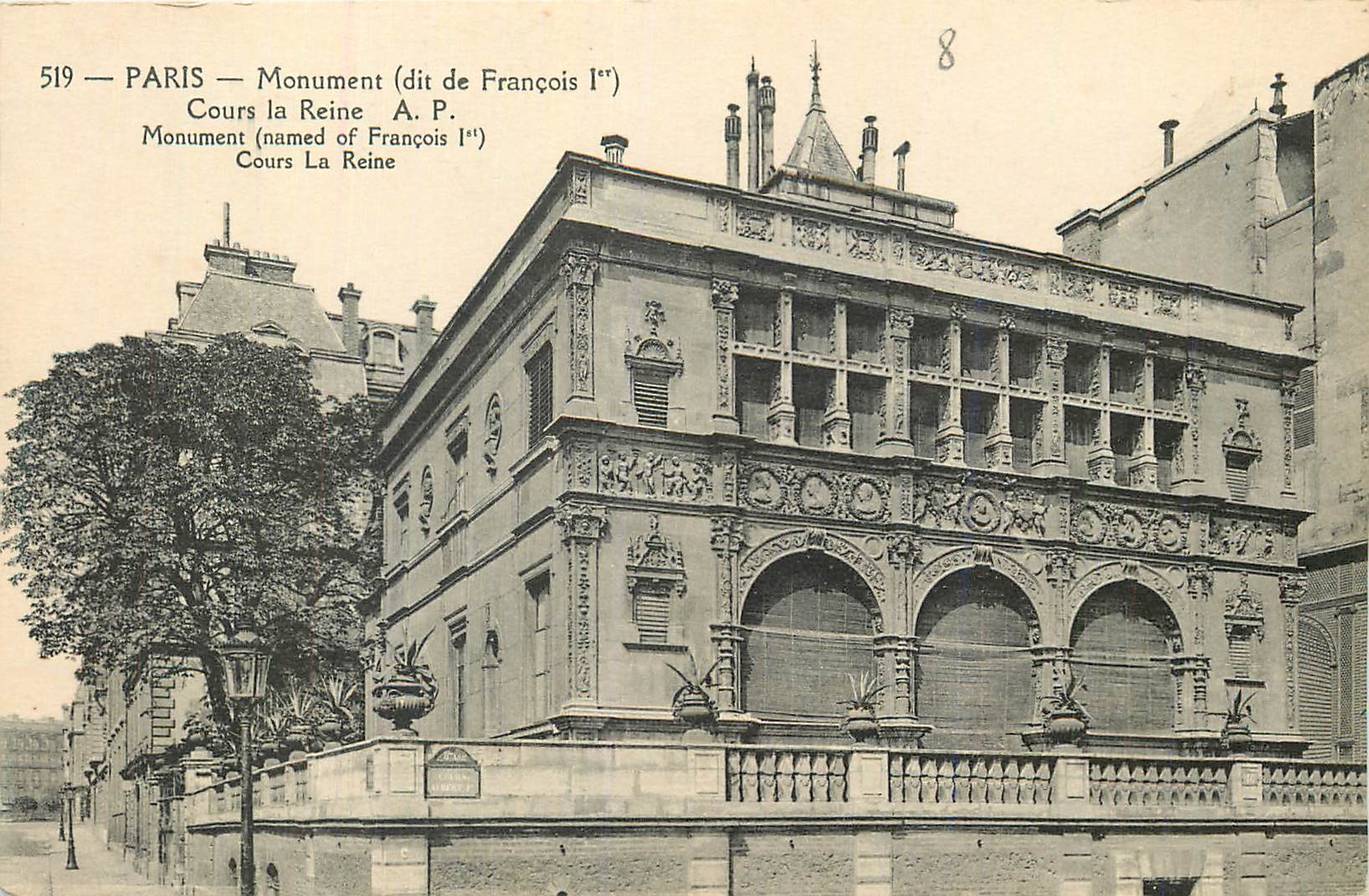 CPA Paris Monument (dit de Francois Ier) Cours la Reine A P