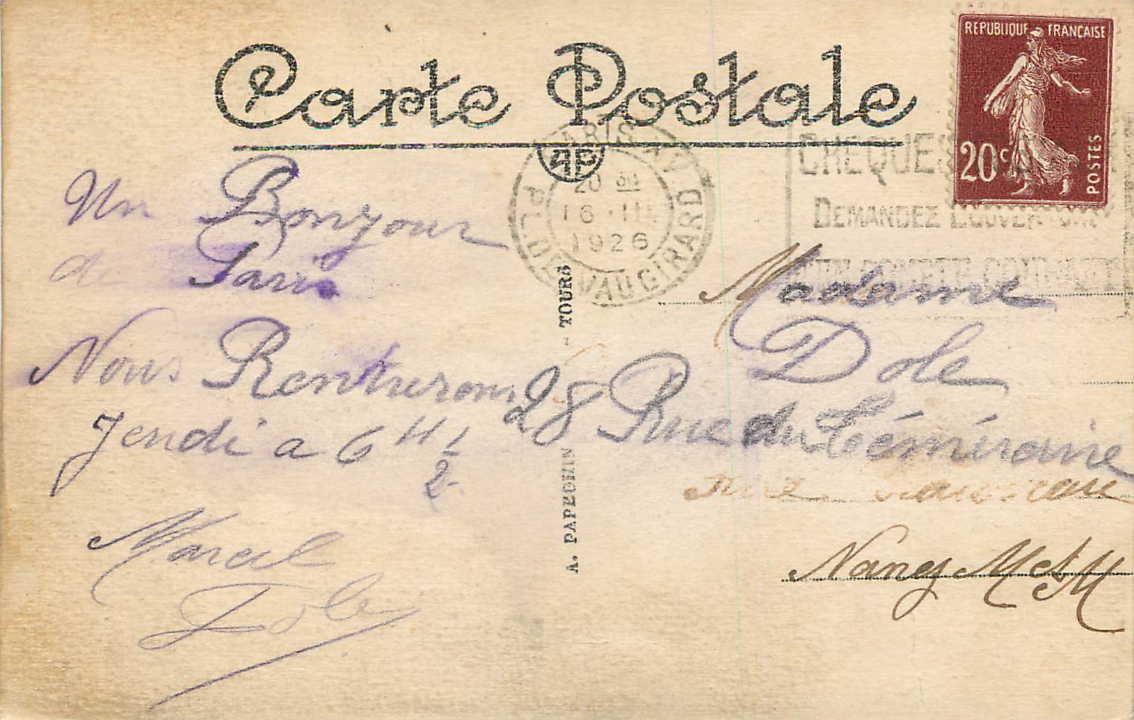 CPA Paris Vue generale du Sacre Cœur de Montmartre — Rückseite