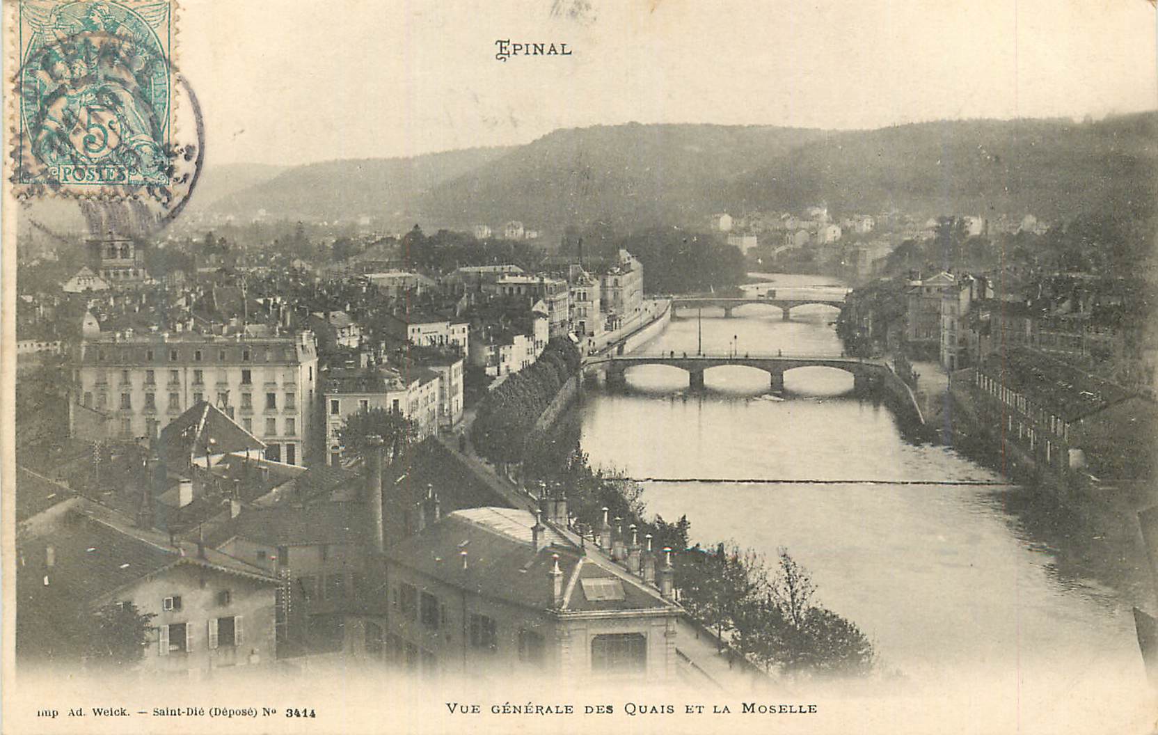 CPA Epinal Vue Generale des Quais et la Moselle