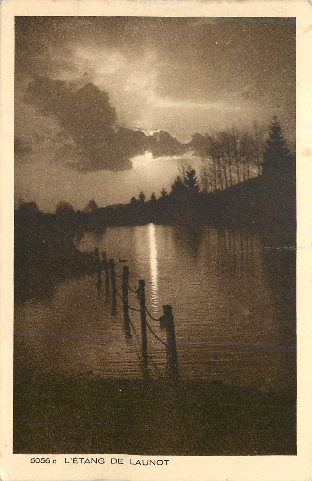 L'ÉTANG DE LAUNOT — vue lacustre sous ciel nuageux — éditeur Braun & Cie, n° 5056