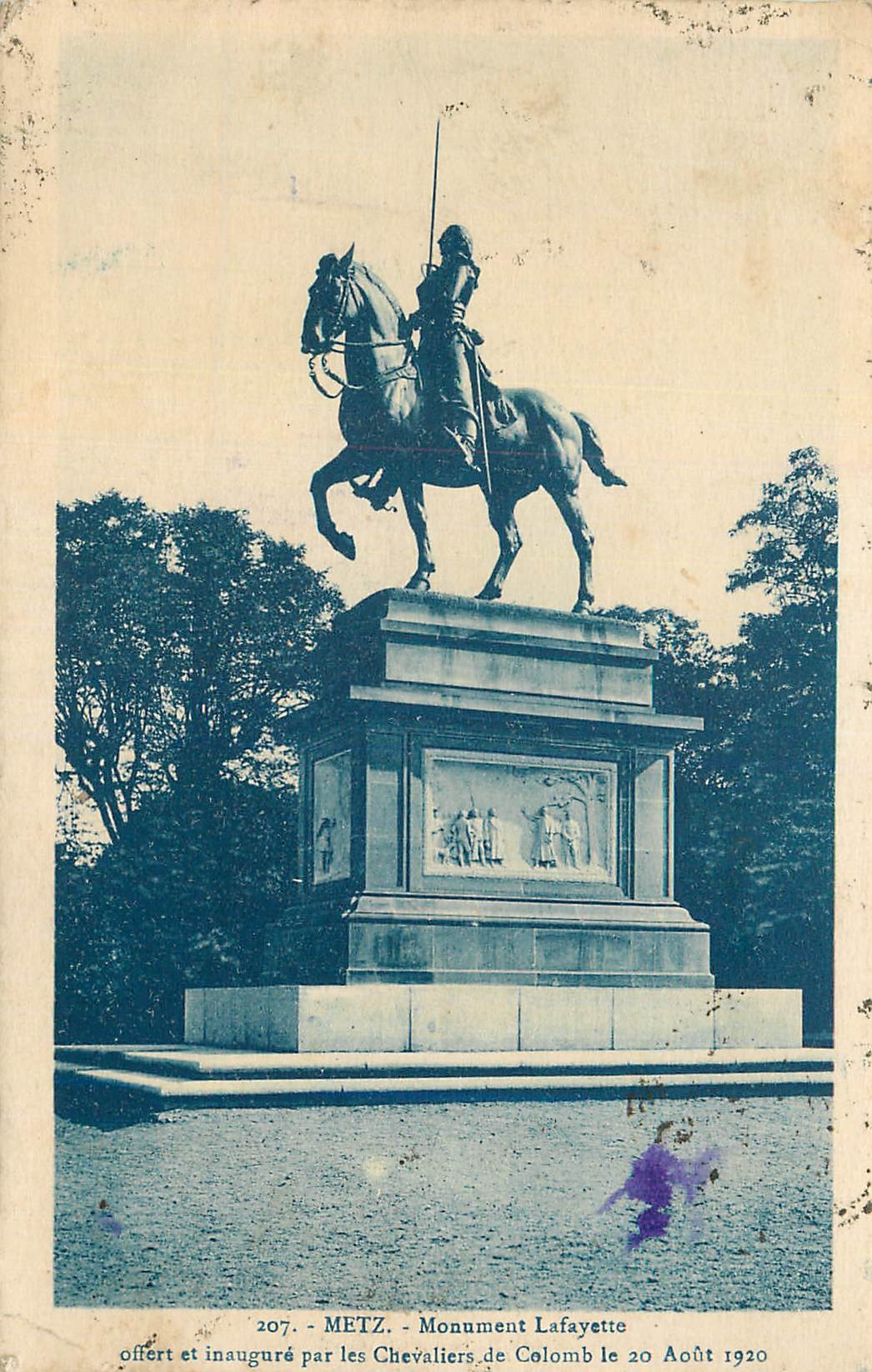 Monument Lafayette à Metz — offert et inauguré le 20 août 1920 — série 207
