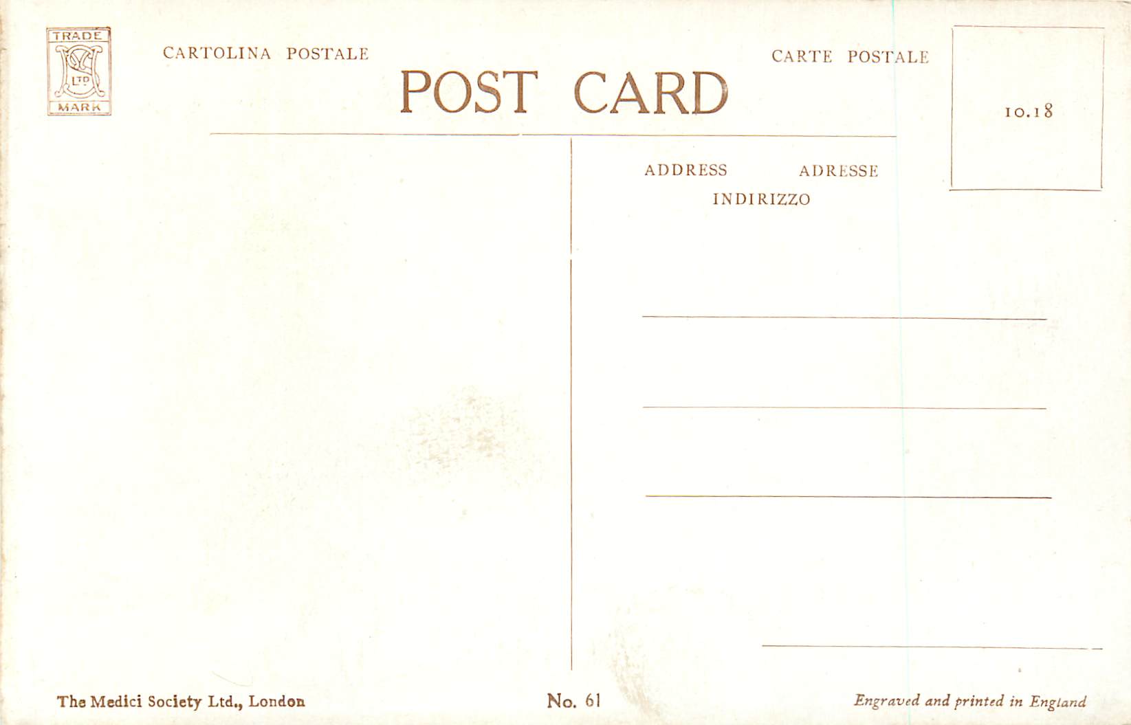 CPA John and Benedict Perugins Florence S M Maddalena — Verso