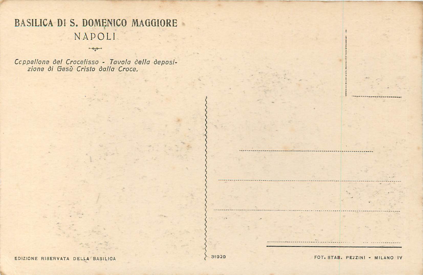 CPA Basilica Dis Domenico Maggiore Napoli — Rückseite