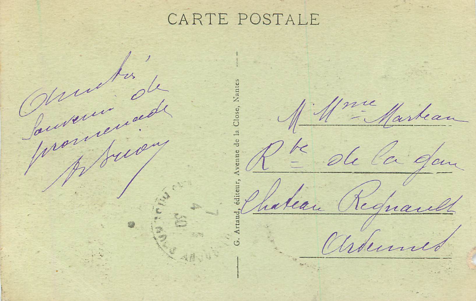 CPA Laon Le Monument des Instituteurs de l'Aisne dans la Cour de l'Ecole Normale d'Instituteurs — Rückseite