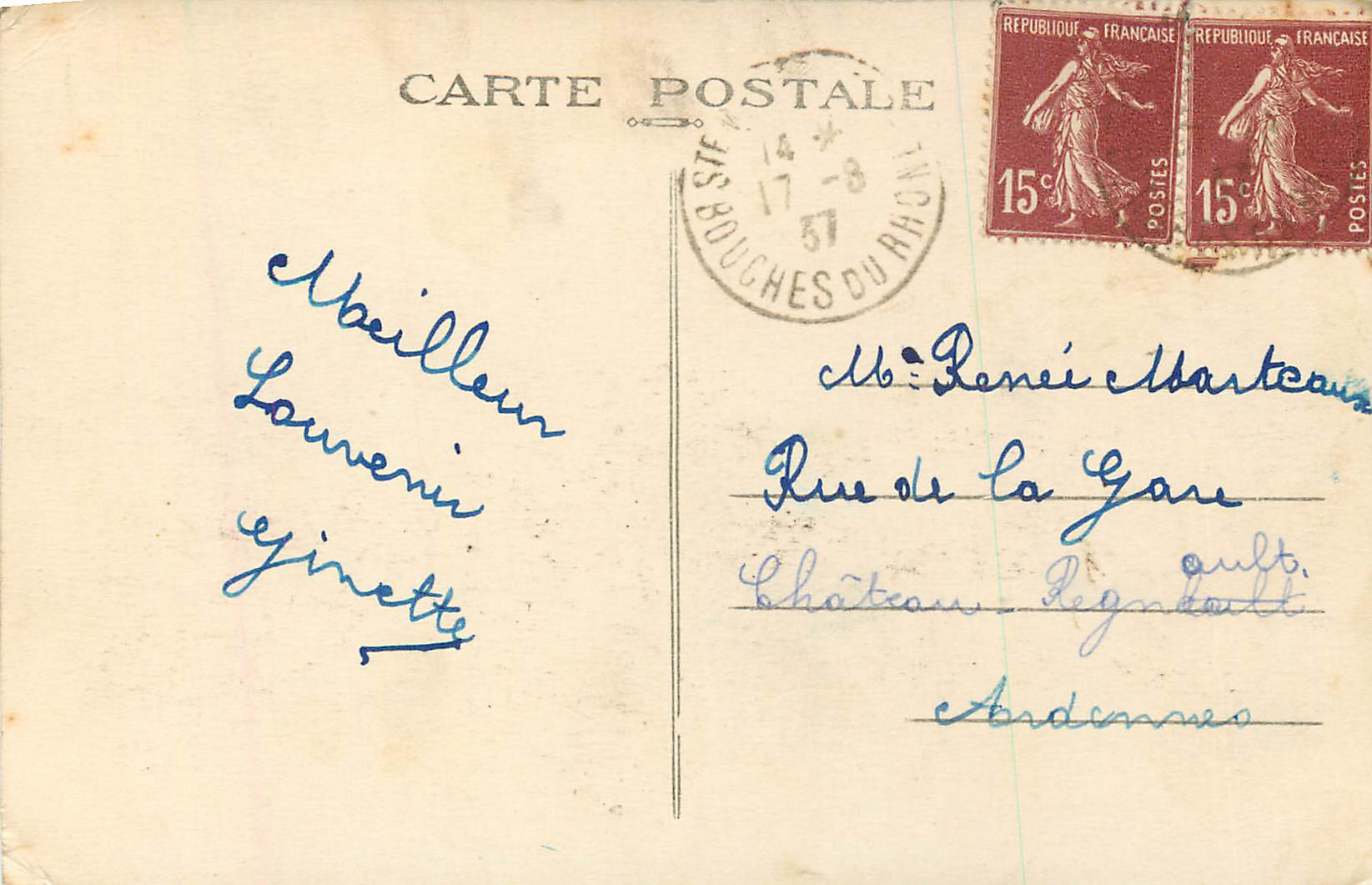 CPA Marseille Le Fort Saint Jean A T — Rückseite