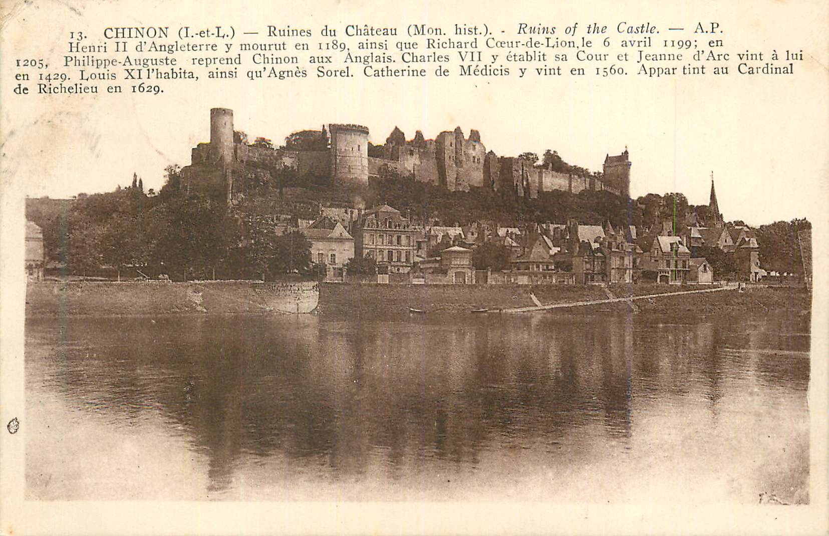 CPA Chinon (I et L) Ruines du Chateau (Mon Hist)