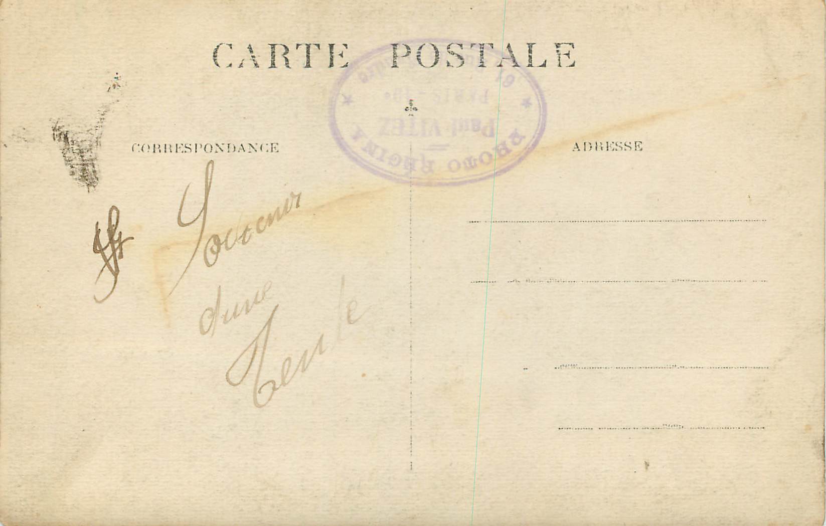 CARTE PHOTO Femme — Rückseite