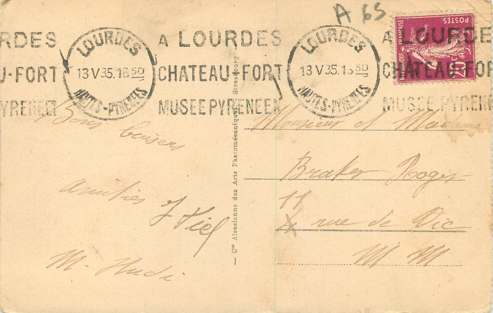CPA Lourdes La Basilique et les Pyrenees — Verso