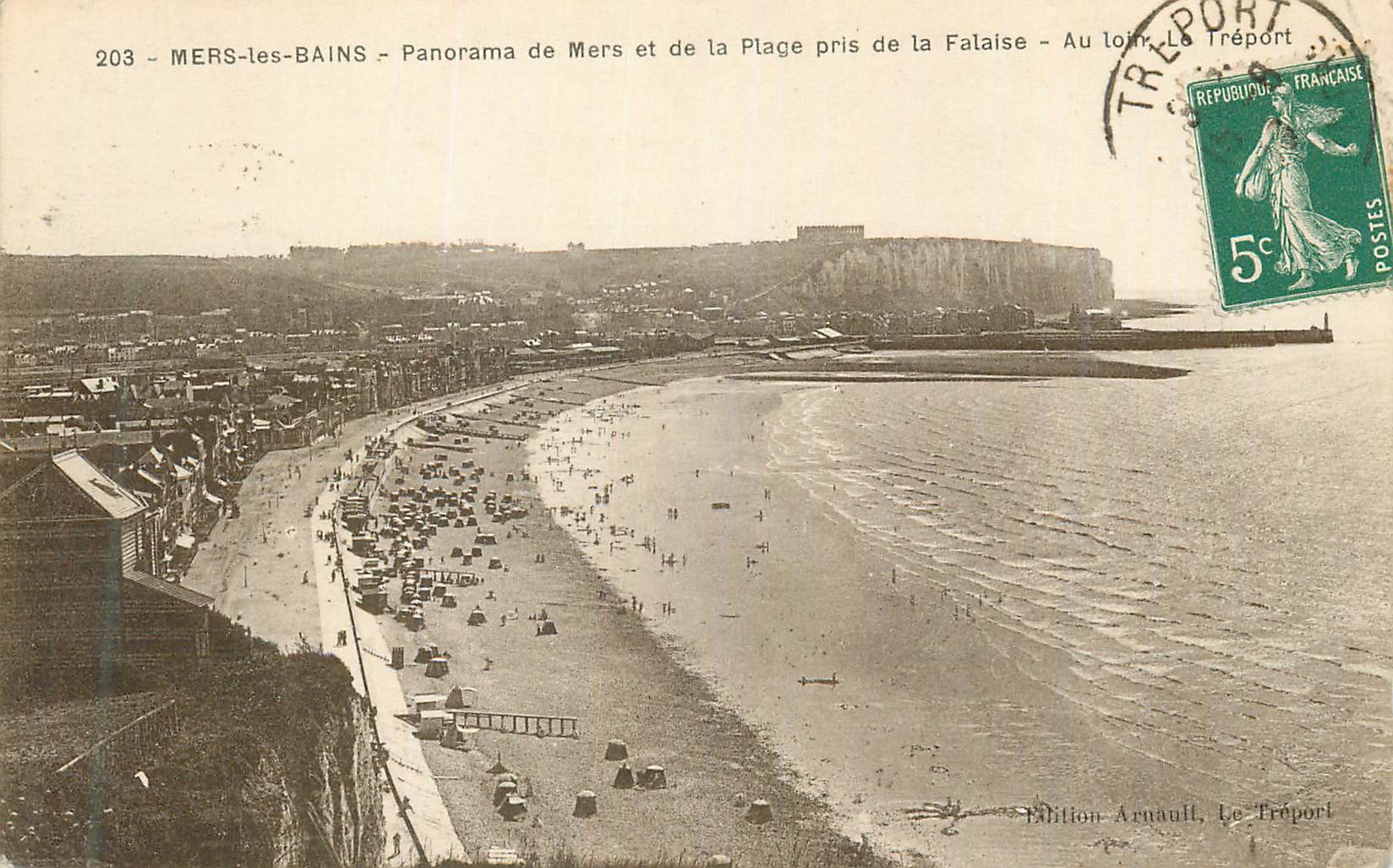 CPA Mers les Bains Panorama de Mers et de la Plage pris de la Falaise